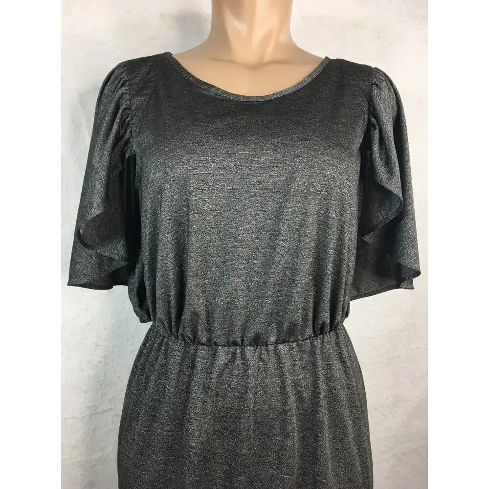 London Times Cape Sleeve Dress Mottled Gray Women's Size‎ 8